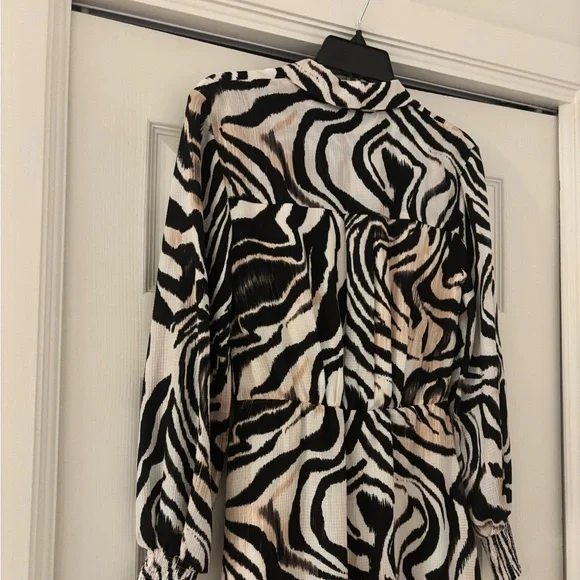 ANTHROPOLOGIE Black and White Zebra Wrap Mini Dress Size 4 - Picture 13 of 15